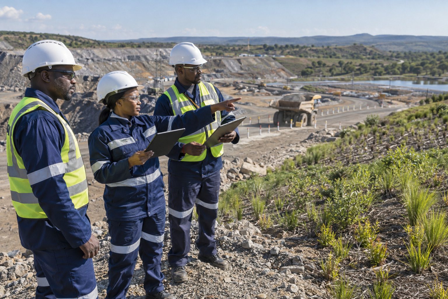 Safety team reviewing a site